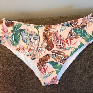 High Waist peach print swim suit bottoms